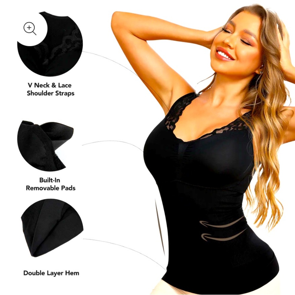 Black Lace Trim Camisole Shaper XL